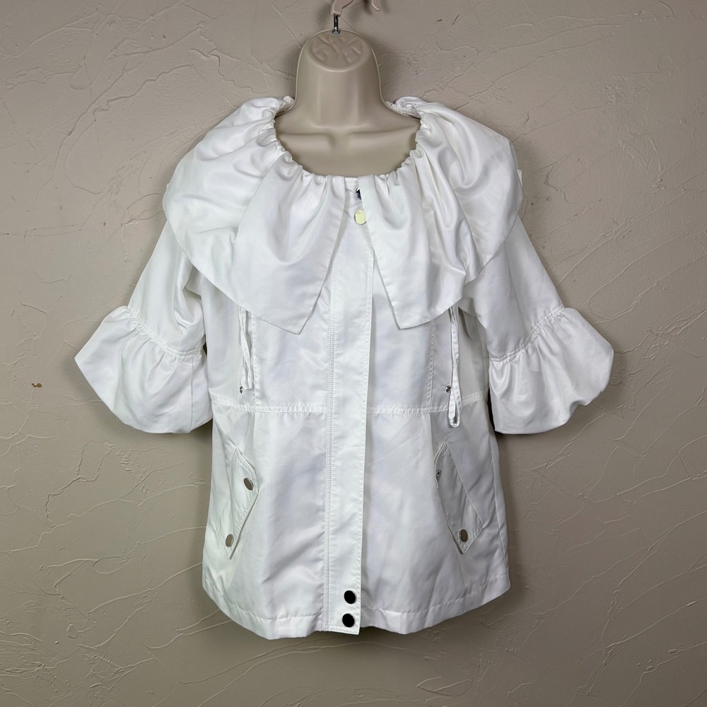 Luii‎ Jacket Womens Large White Ruffle Collar Bell Sleeve Avant Garde Chic